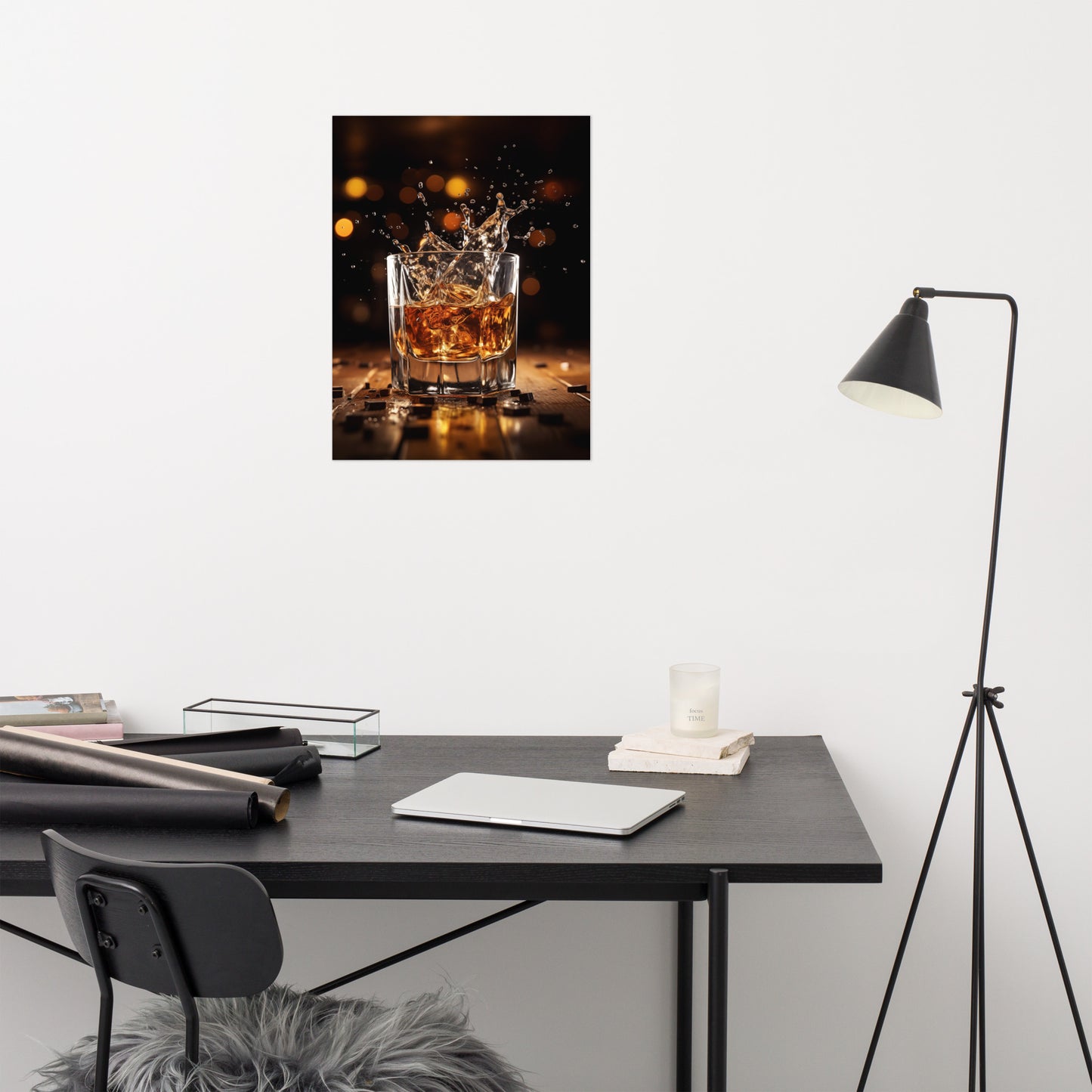Whisky Splash Realism Painting Digital Artwork Loose Art Print