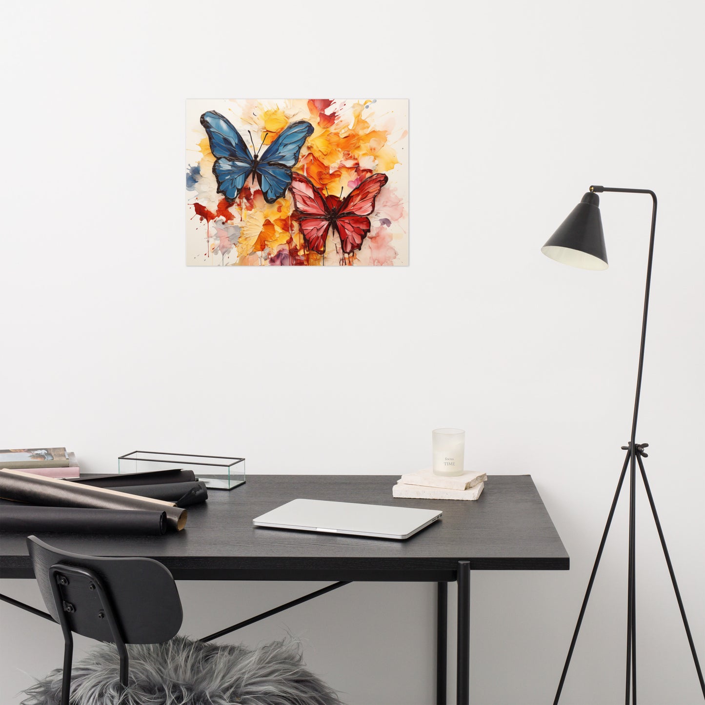 Butterflies in Bloom Painting Digital Artwork Loose Art Print