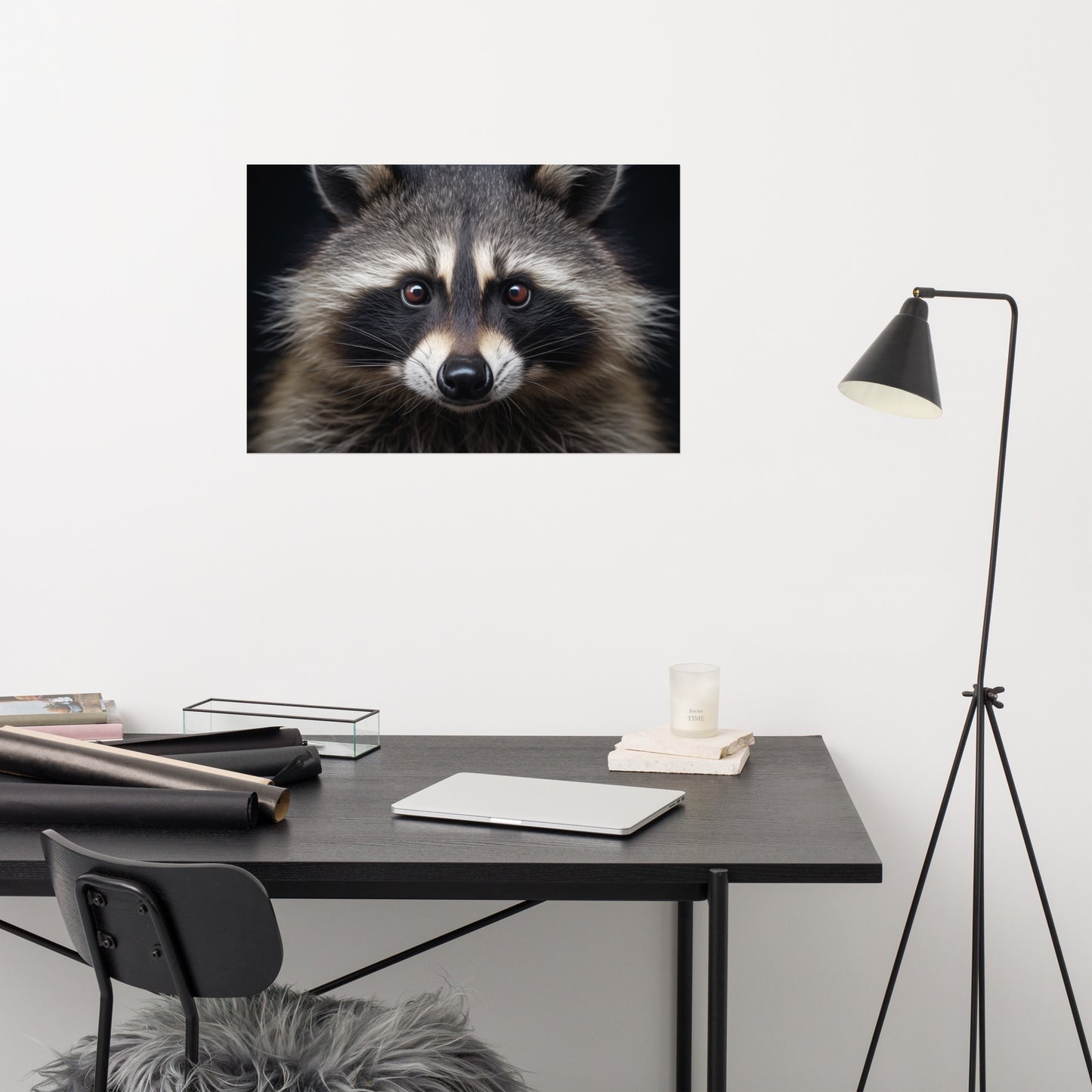 Bandit Eyes Raccoon Portrait Photorealism Painting- Digital Artwork Loose Print