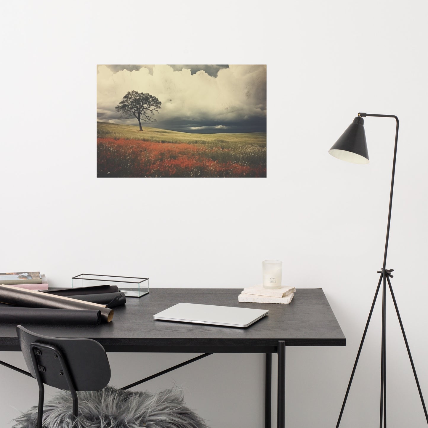 Beneath a Weathered Sky Subdued Retro Rustic Photorealism Painting - Digital Artwork Loose Art Print