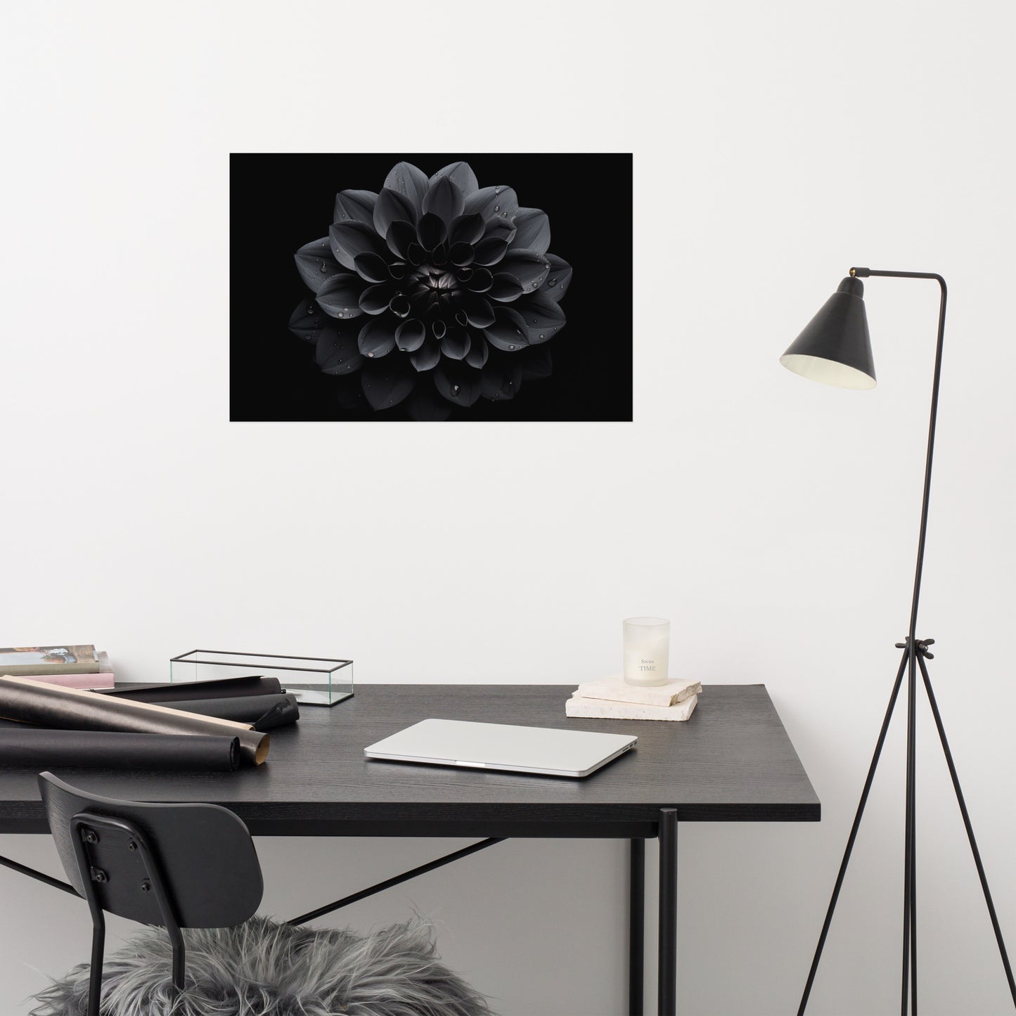 Black Beauty Black Flowers Photorealism Painting - Digital Artwork Loose Art Print