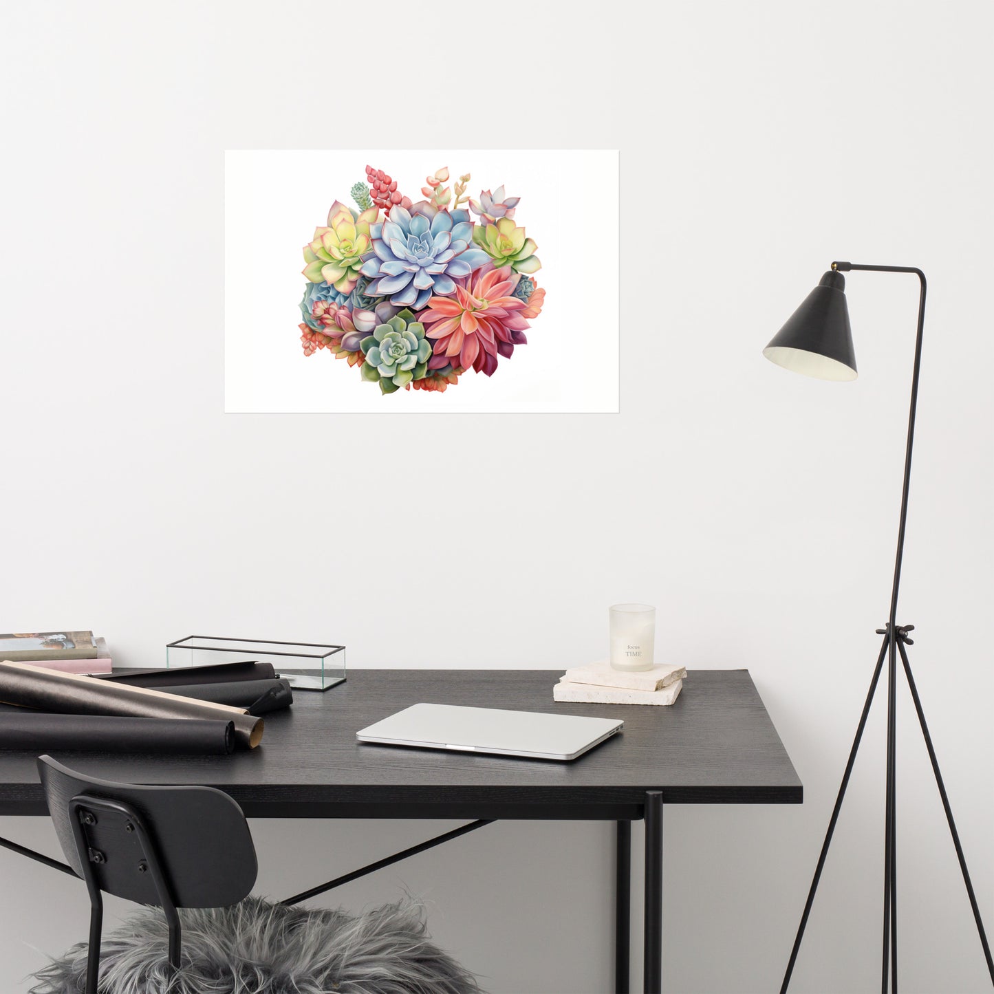 Blooming Succulents Watercolor Painting - Digital Artwork Loose Art Print