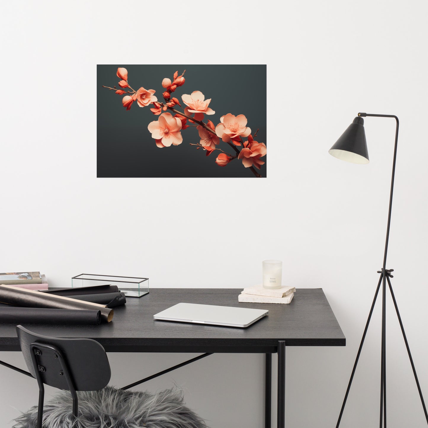Blossom's Blush Coral Flowers Photorealism Painting - Digital Artwork Loose Art Print
