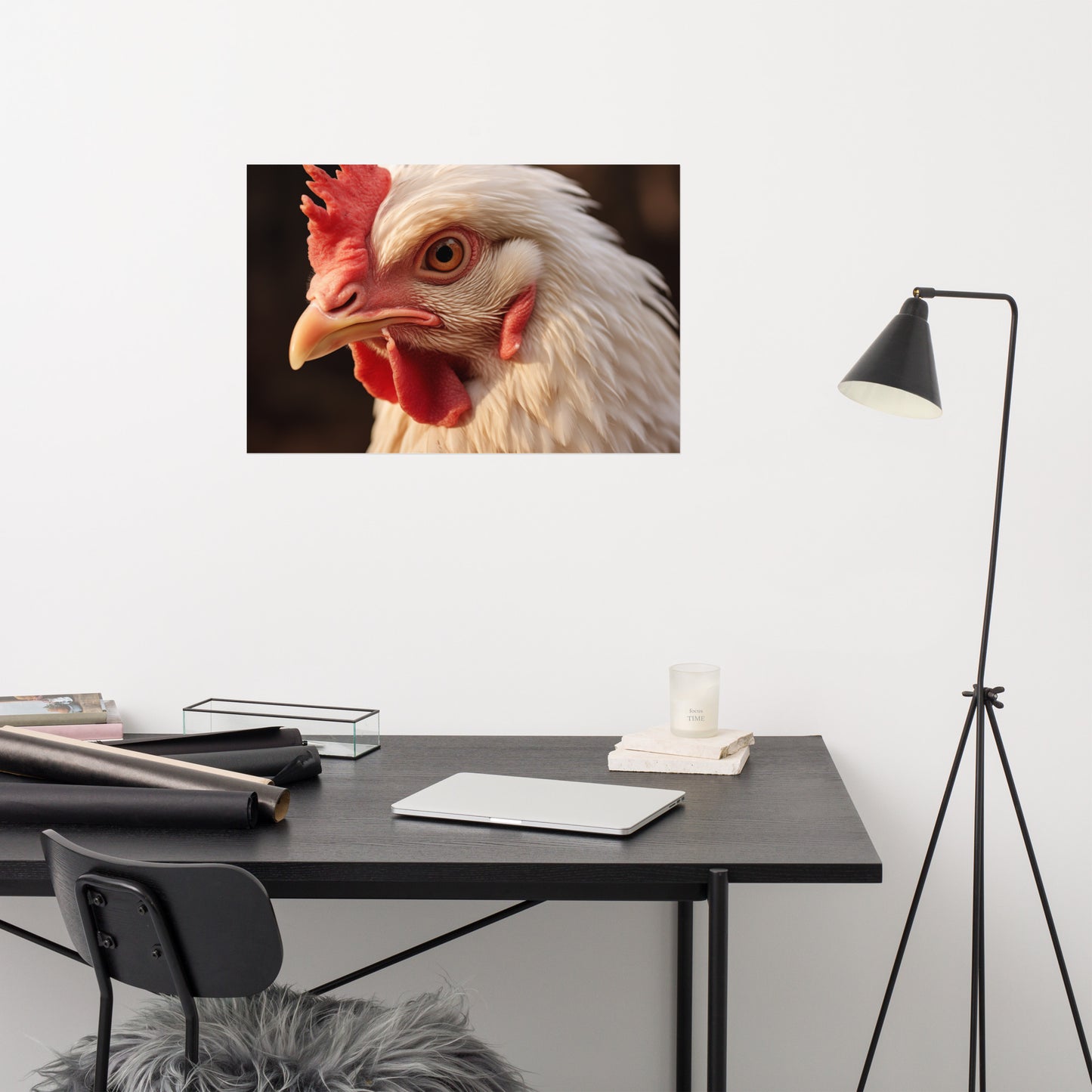 Brooding Beauty Chicken Photorealism Painting - Digital Artwork Loose Art Print