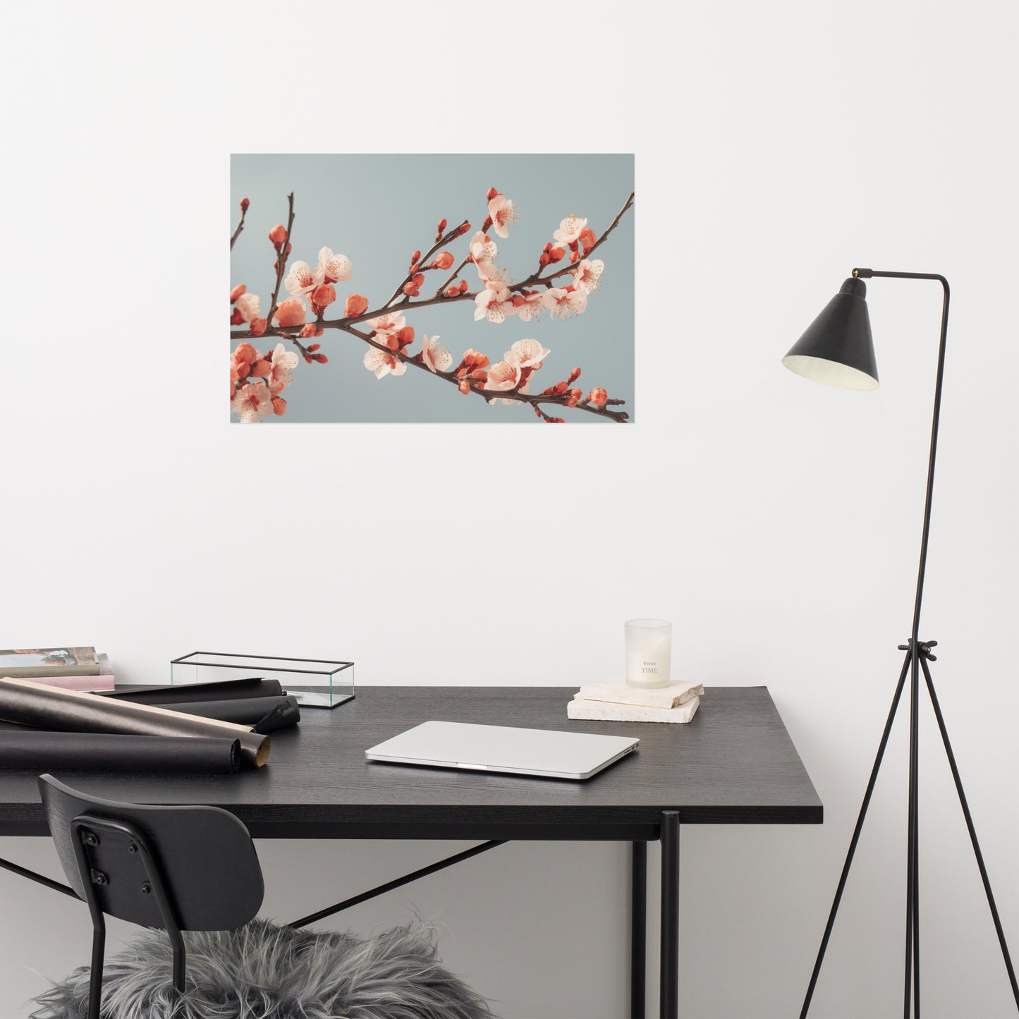 Botanical Whispers Apricot Blooms Peach Floral Photorealism Painting - Digital Artwork Loose Art Print