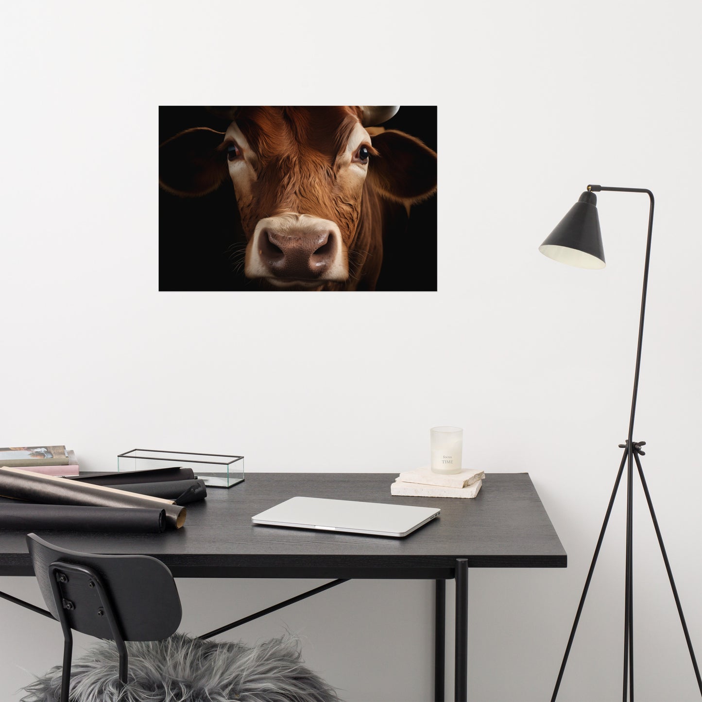 Bovine Beauty Cow Photorealism Painting - Digital Artwork Loose Art Print