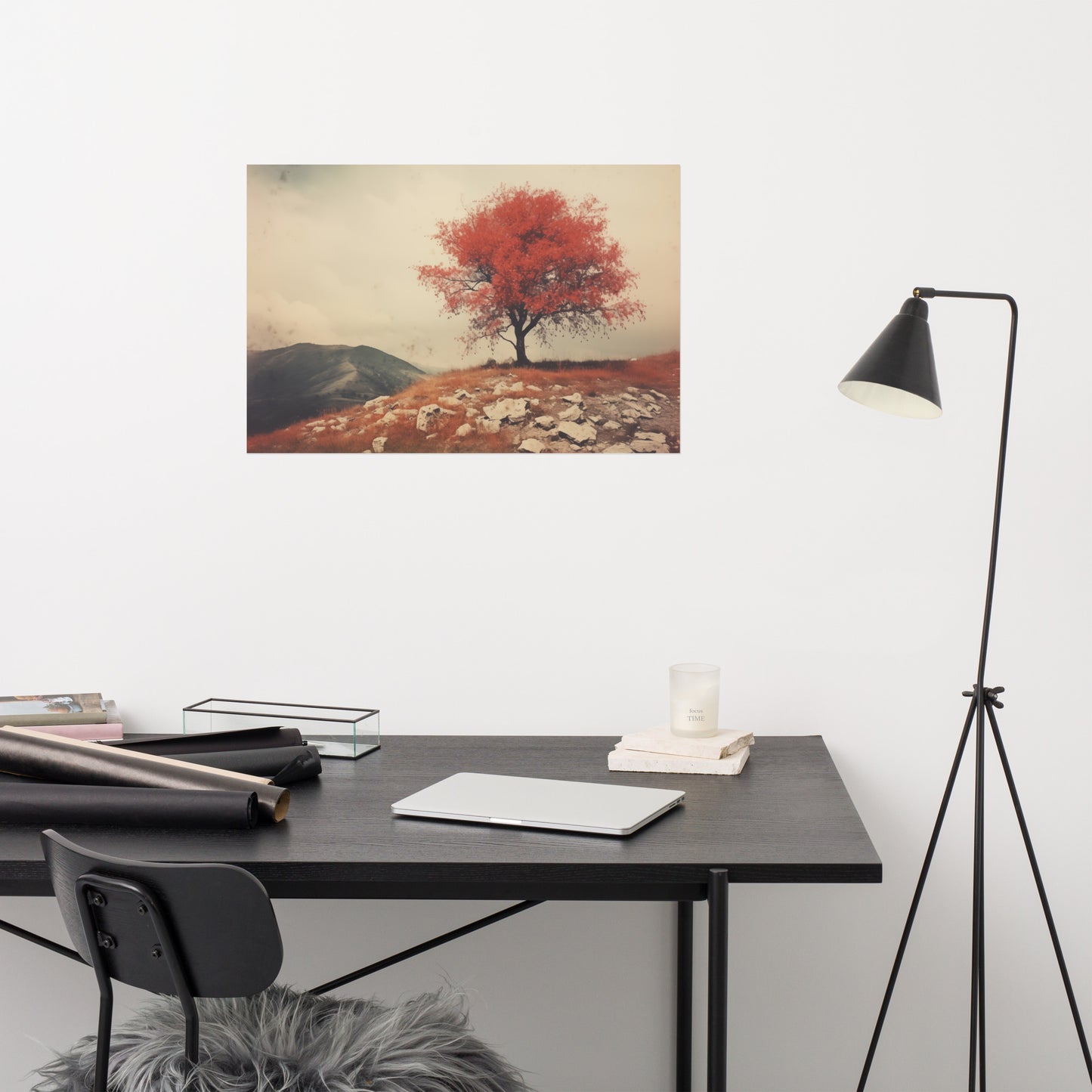 Country Wall Decoration: Crimson Peak Minimal Botanical Retro Subdued Photorealism - Digital Artwork Loose Art Print