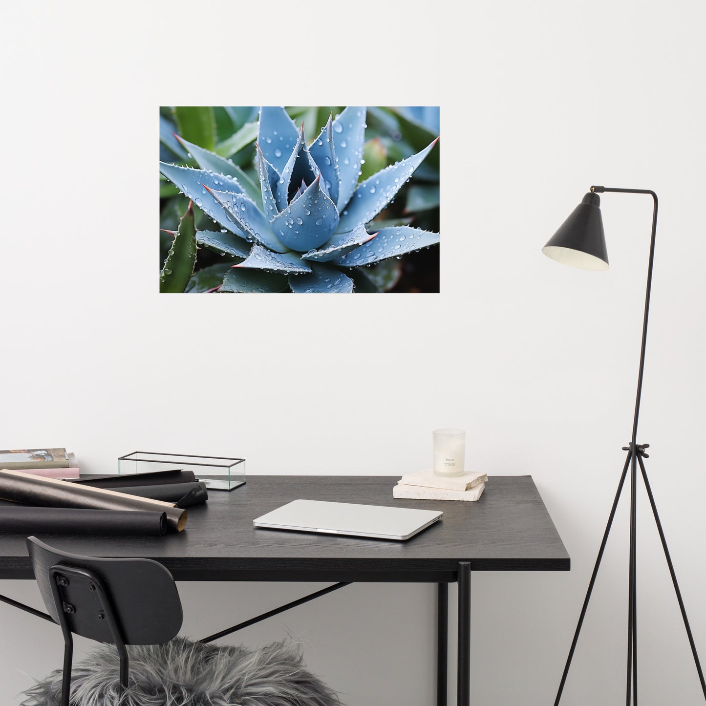 Botanical Painting: Delicate Agave Rustic Photorealism - Digital Artwork Loose Art Print