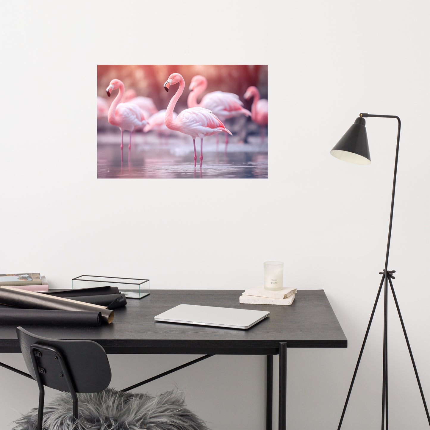 Harmony in Pink Wildlife Photorealistic Coastal Digital Artwork Loose Art Print