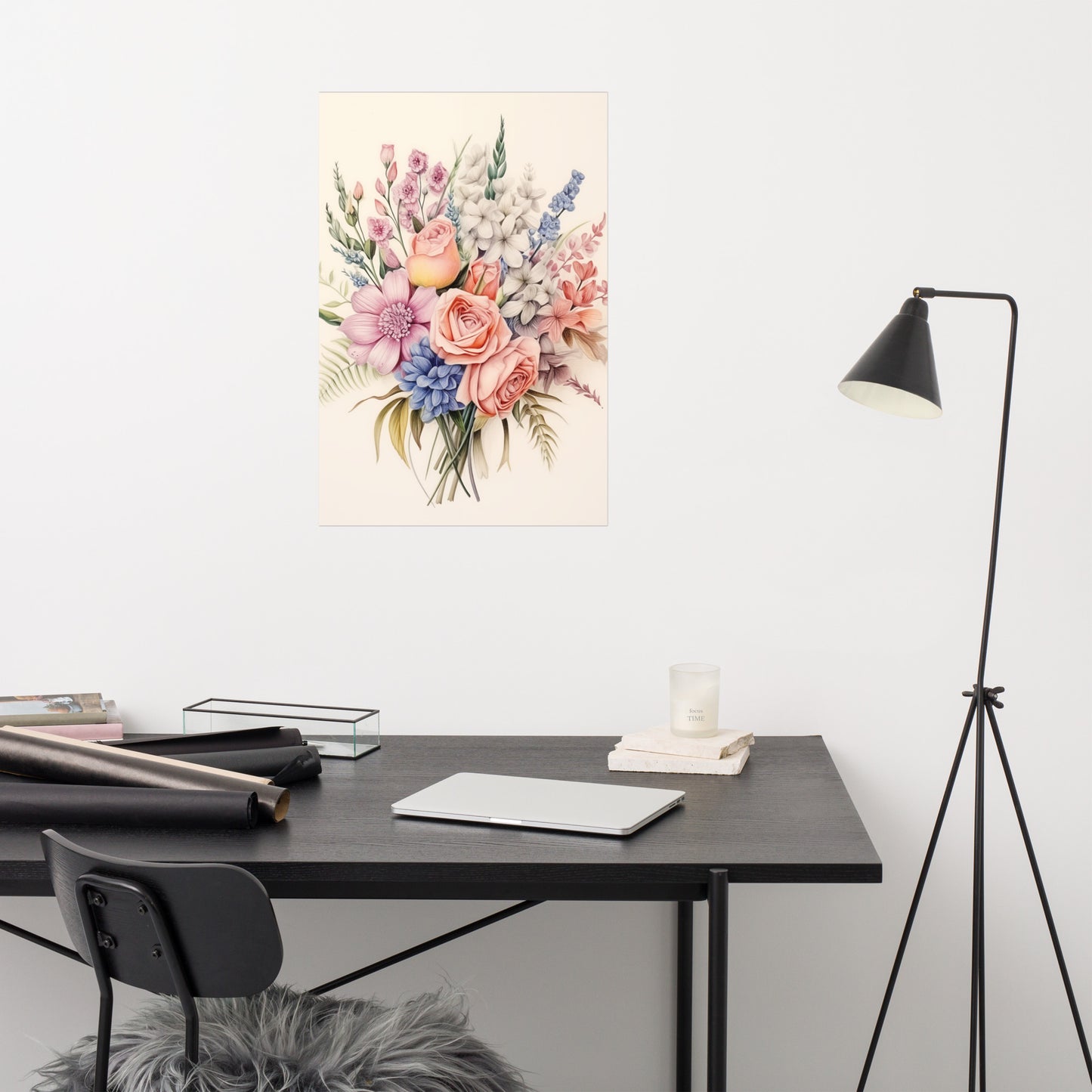 Impressionistic Floral Study Colorful Bouquet Color Pencil Drawing - Digital Artwork Loose Art Print