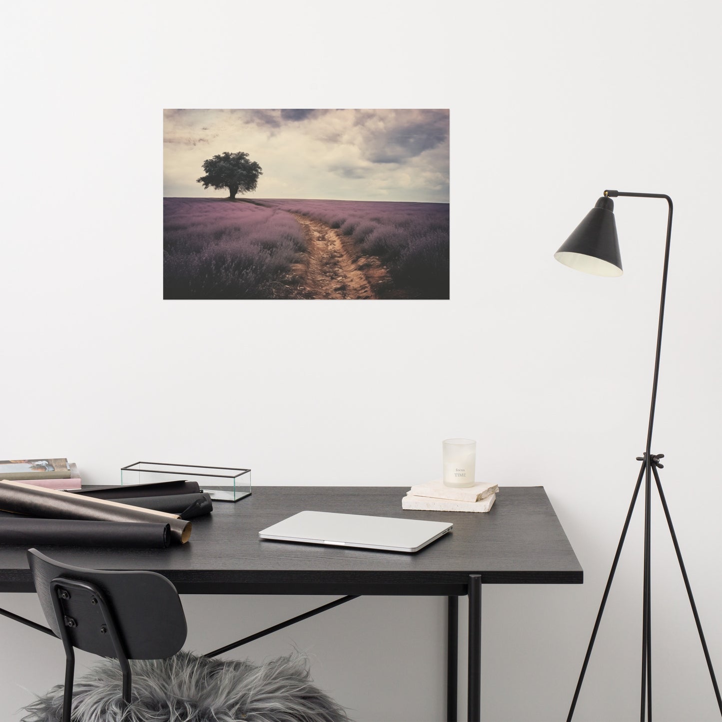 Lavender Dreamscape Minimal Floral Botanical Retro Subdued Photorealism - Digital Artwork Loose Art Print