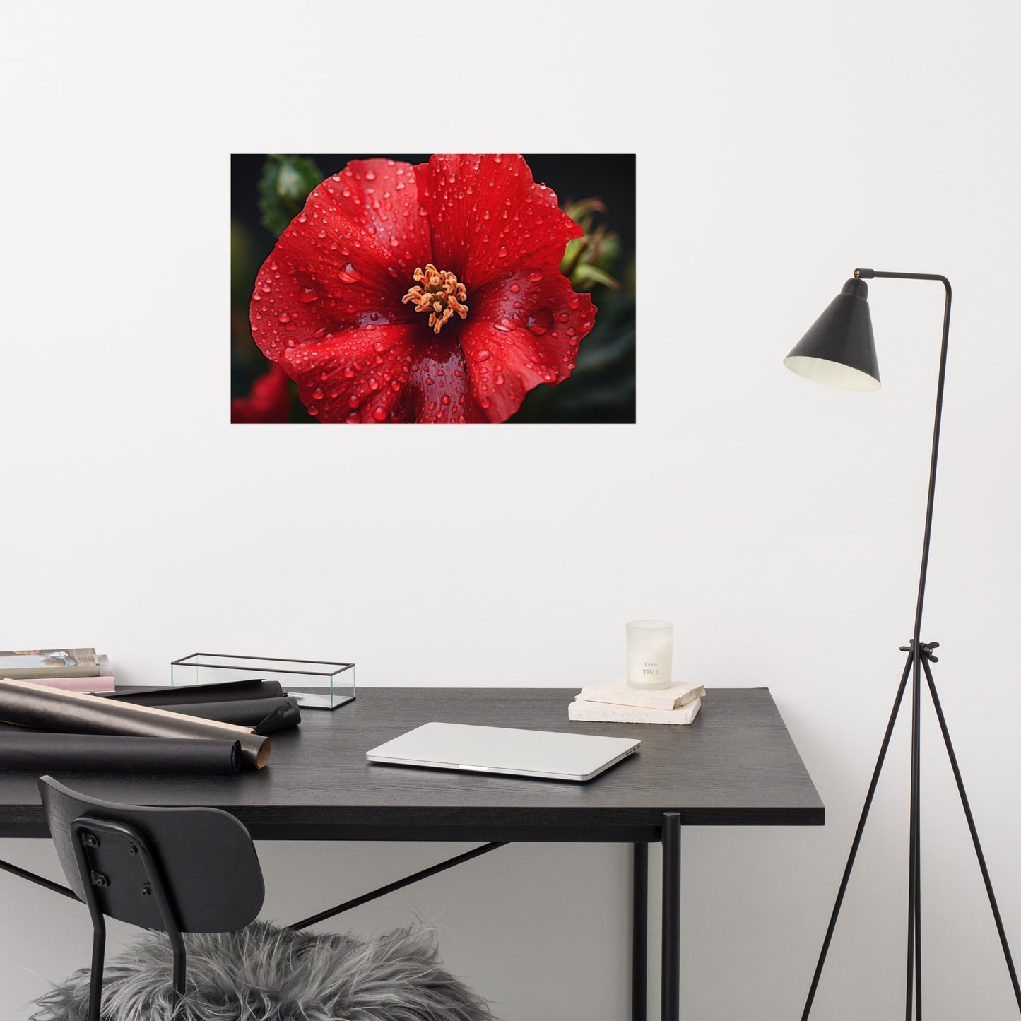 Scarlet Serenade Photorealism - Digital Artwork Loose Art Print