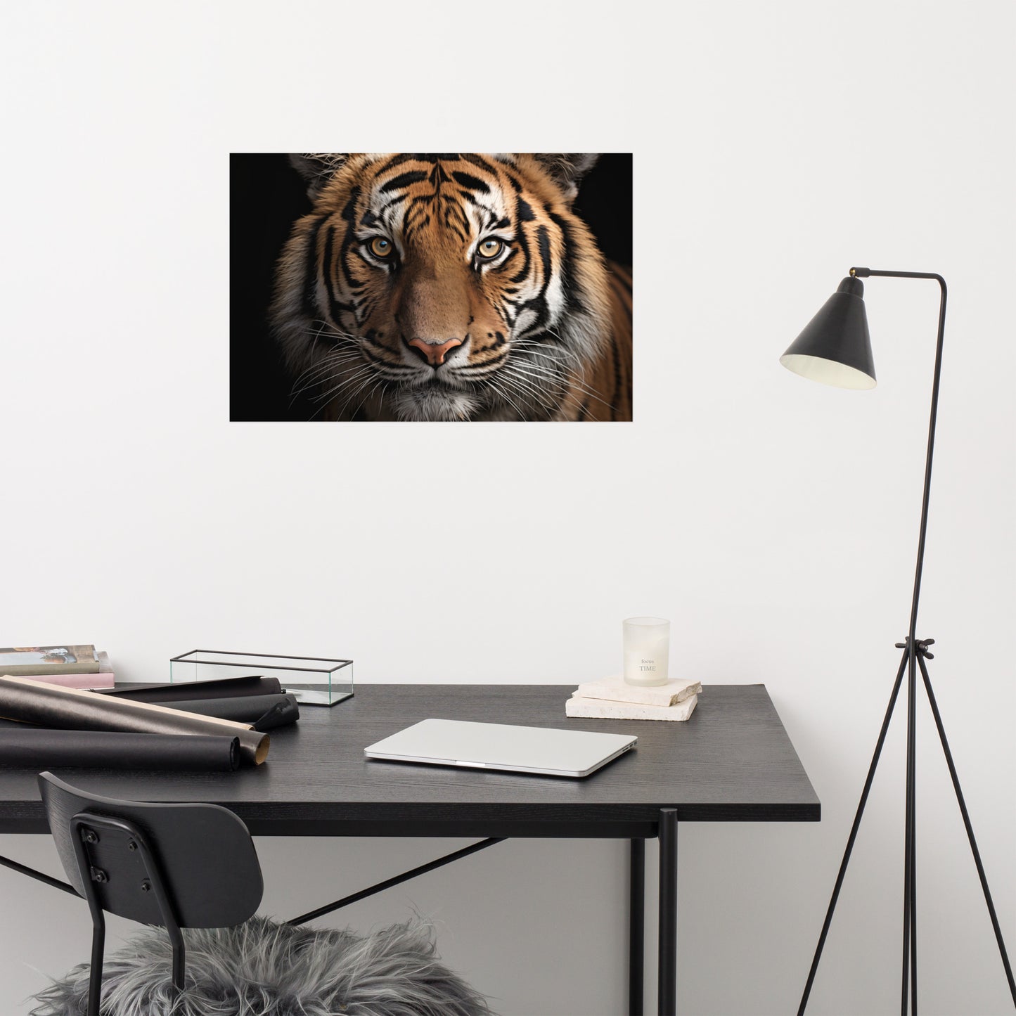 Silent Predator Tiger Photorealism - Digital Artwork Loose Art Print