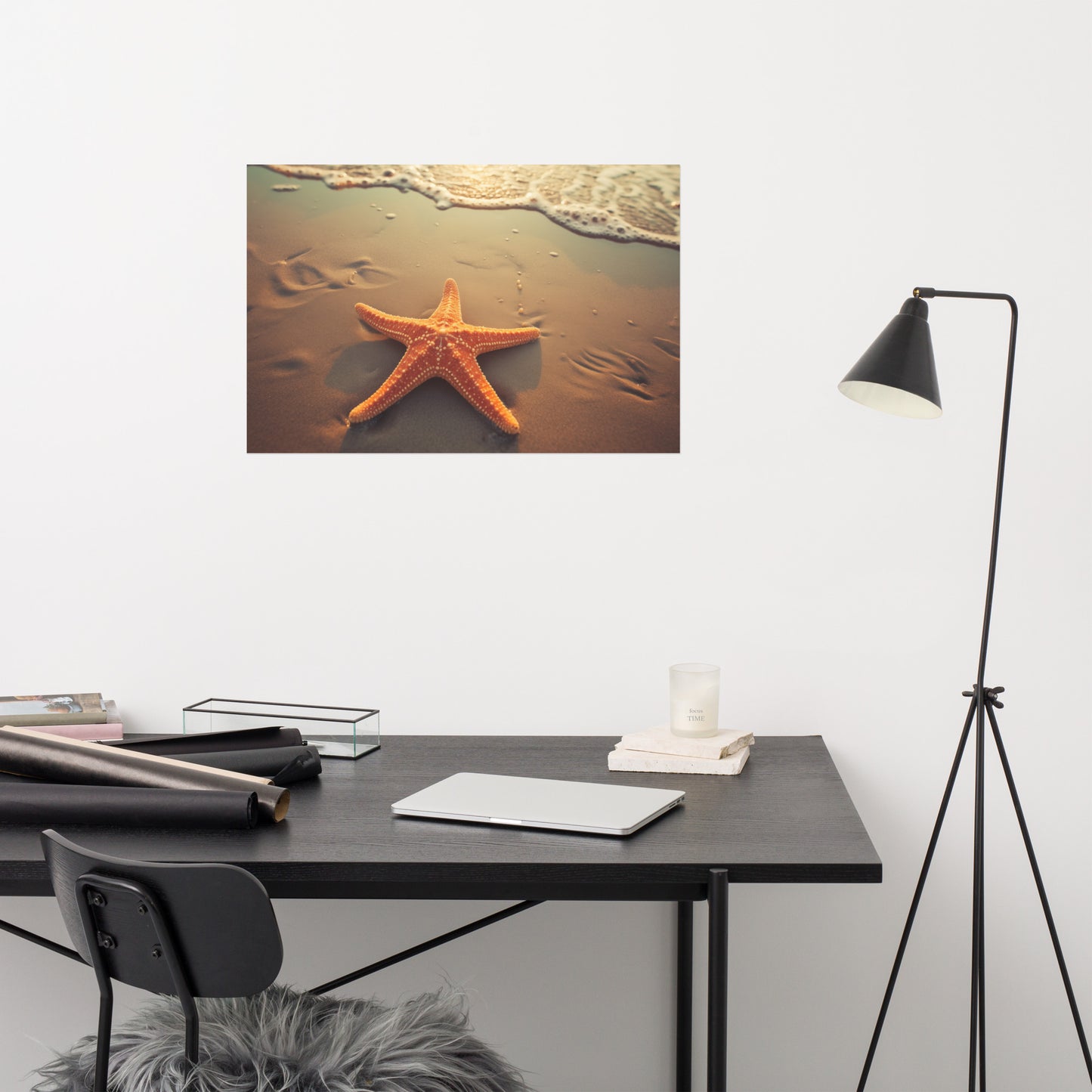Star of the Shore Starfish on Beach Photorealism - Digital Artwork Loose Art Print