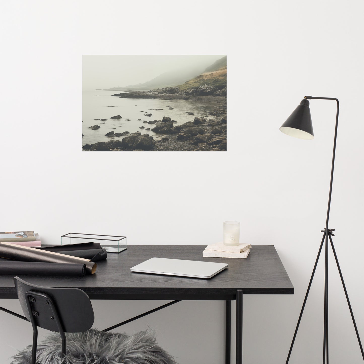Vintage Coastline Subdued Retro Photorealism - Digital Artwork Loose Art Print