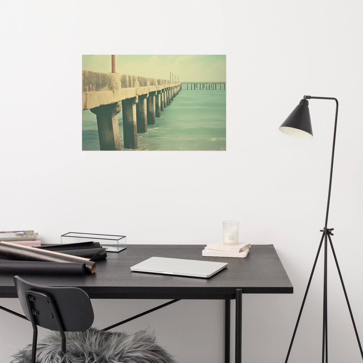 Vintage Paradise Subdued Retro Coastal Photorealistic Digital Artwork Loose Art Print
