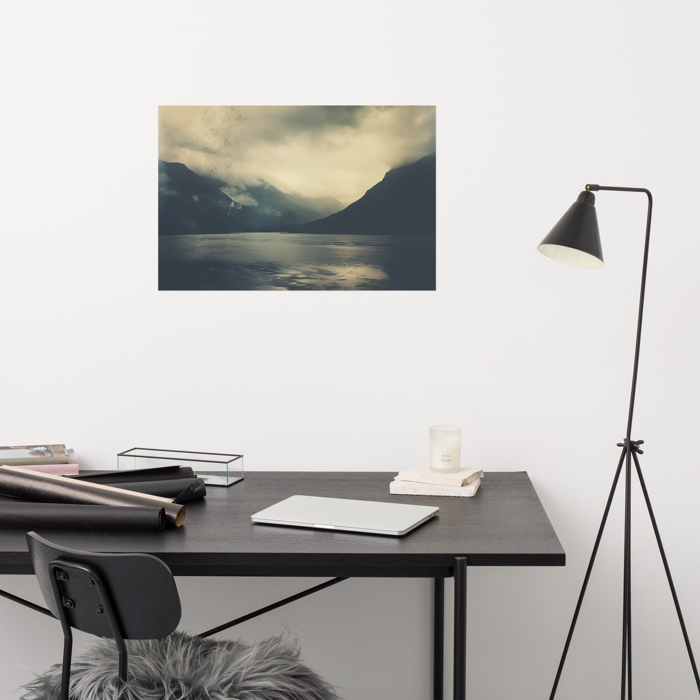 Where Rivers Meet Mountains Vintage Subdued Photorealism - Digital Artwork Loose Art Print