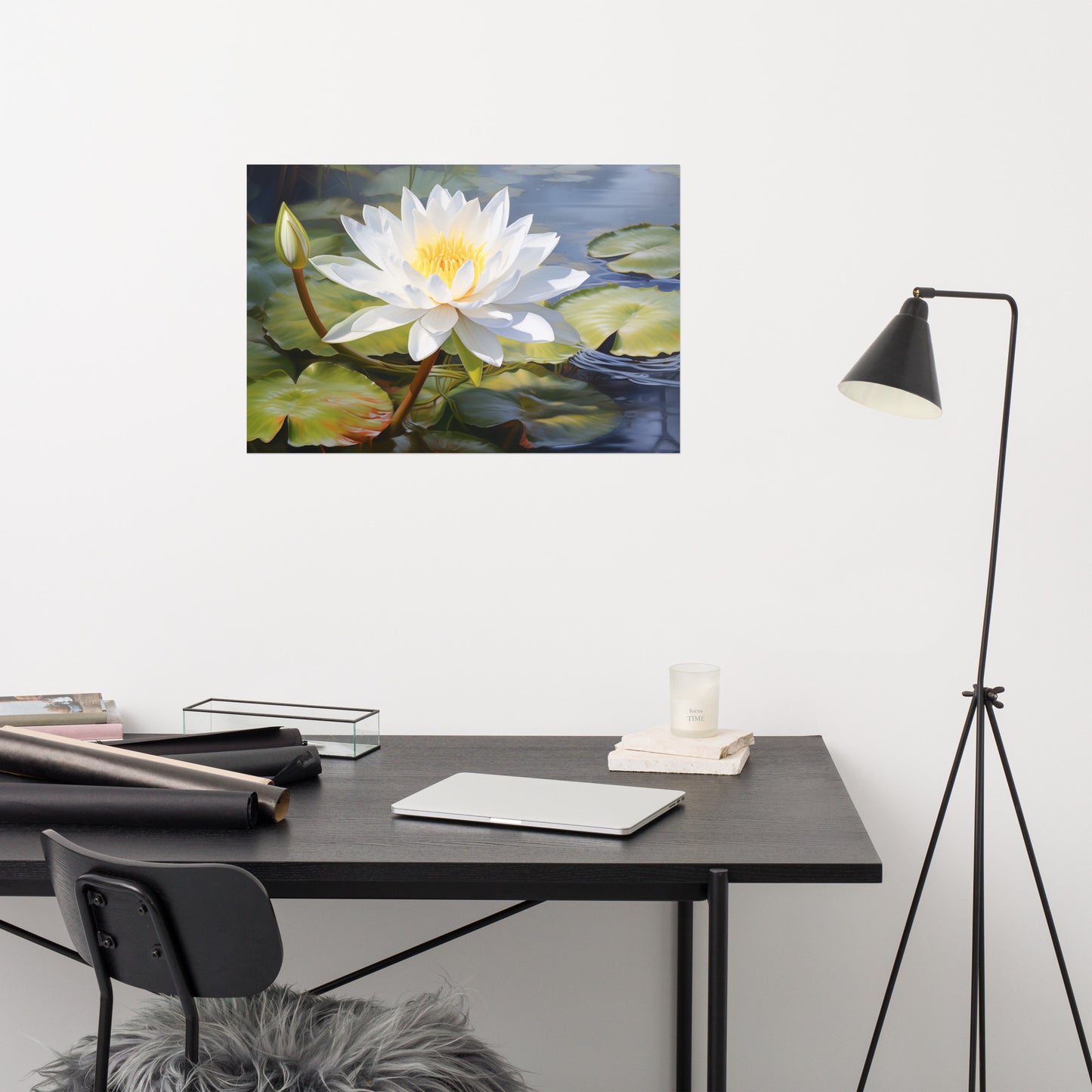 Whispers of the Water Lily Oil Painting - Digital Artwork Loose Art Print