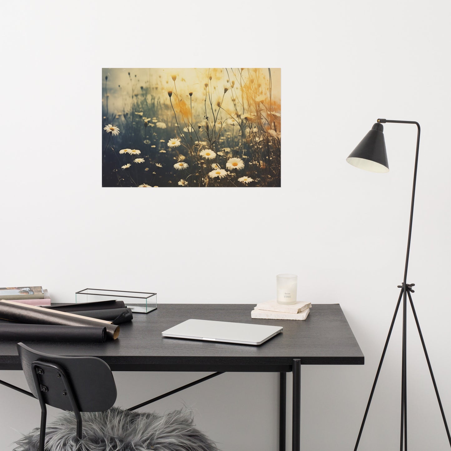 Whispers of White Vintage Subdued Retro Photorealism - Digital Artwork Loose Art Print