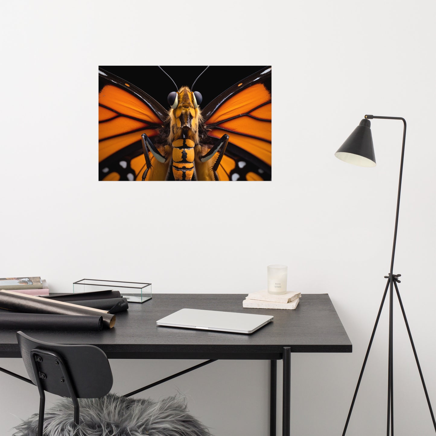 Winged Wonder Monarch Butterfly Close-up Photorealism - Digital Artwork Loose Art Print