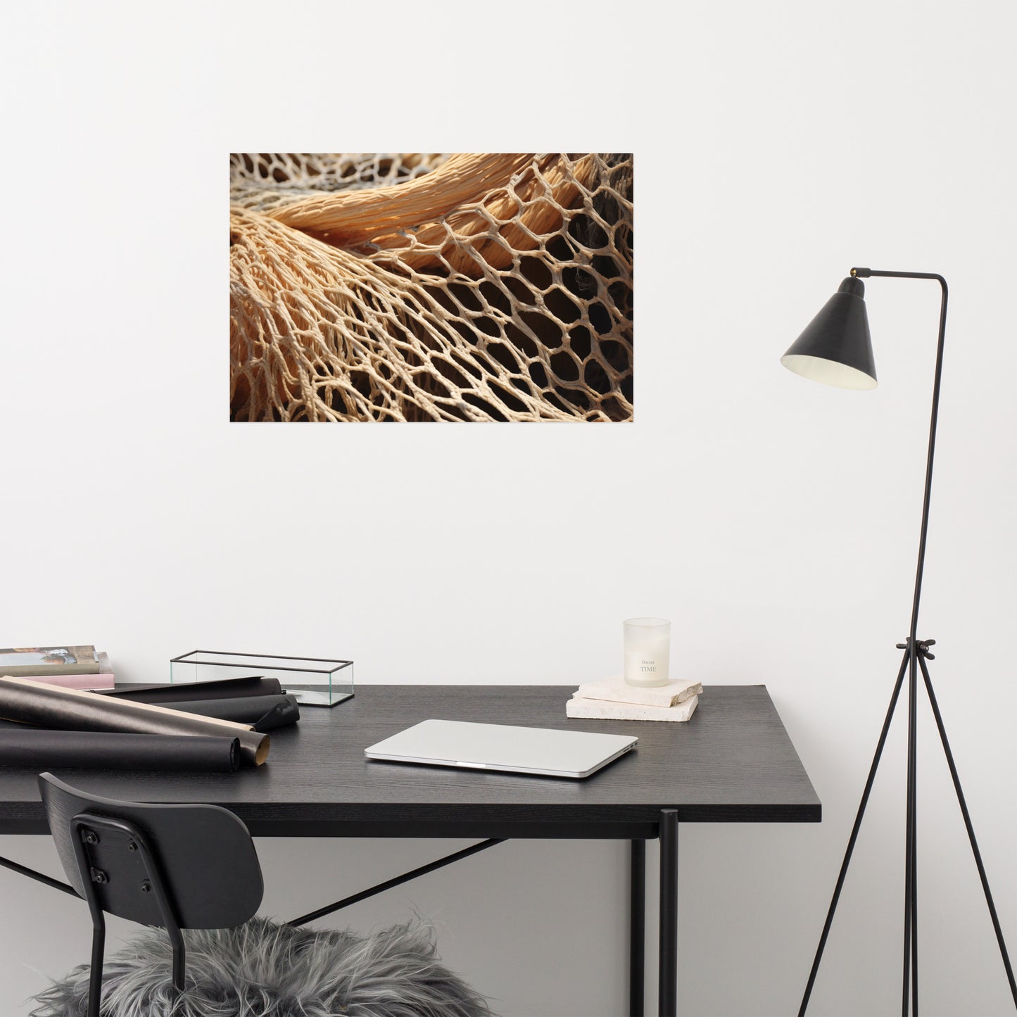 Woven Dreams Fishing Net Abstract Photorealism - Digital Artwork Loose Art Print