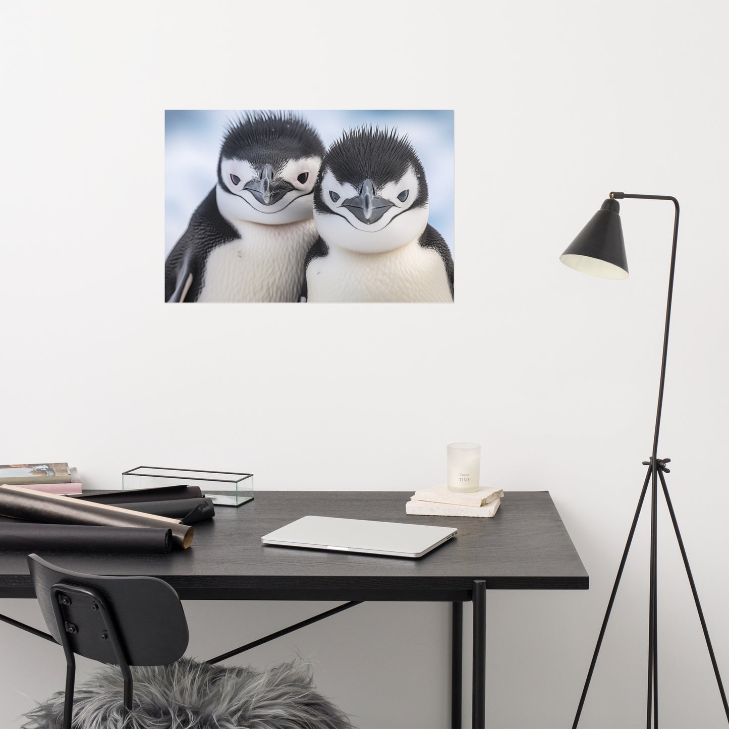 Young Penguin with Inquisitive Eyes Photorealism - Digital Artwork Loose Art Print
