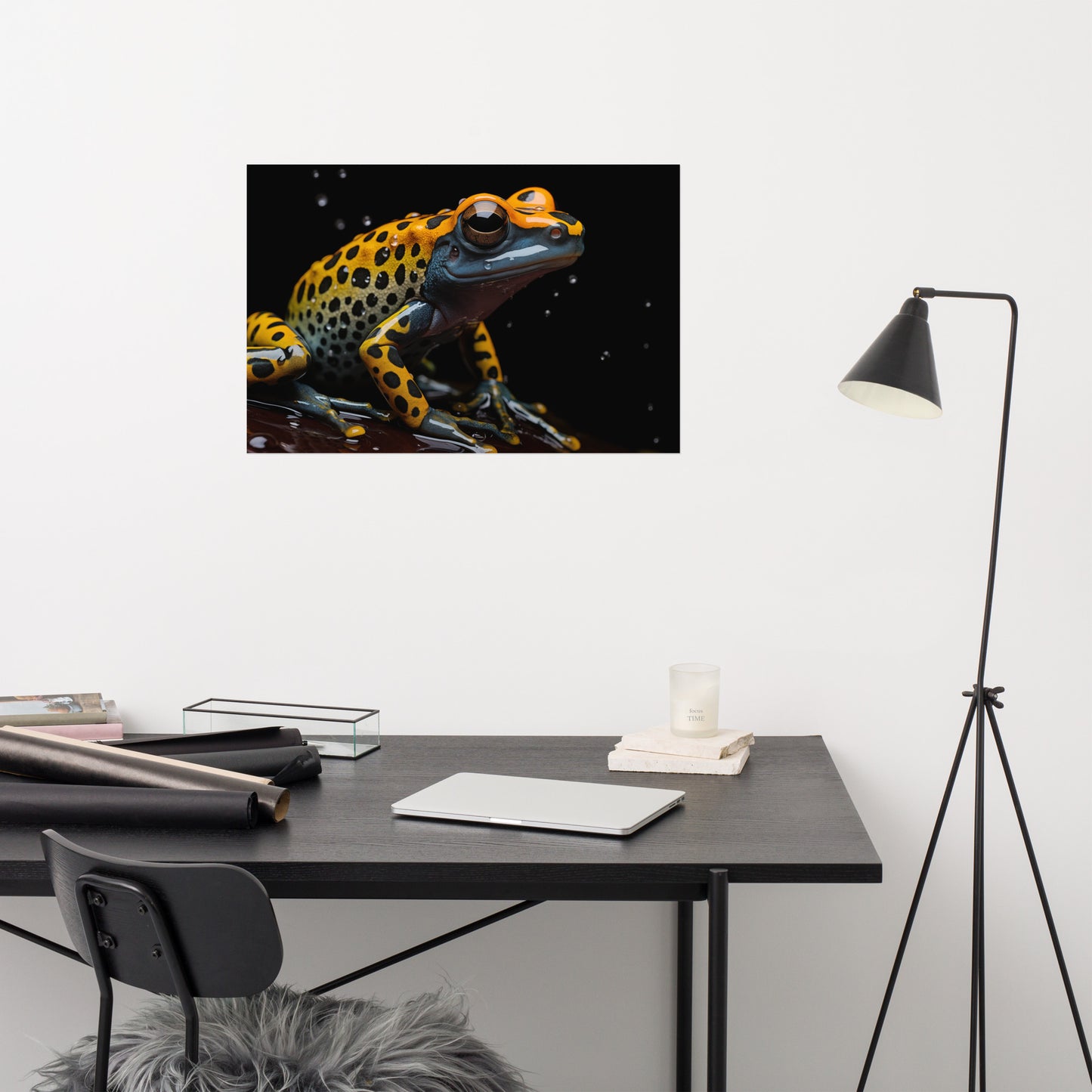 Vibrant Visitor Poison Dart Frog Close-up Photorealism - Digital Artwork Loose Art Print