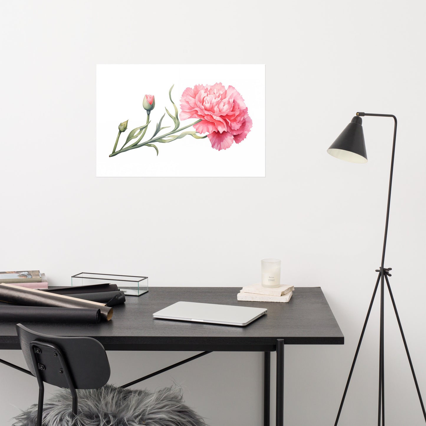 Watercolor Carnation Painting - Digital Artwork Loose Art Print