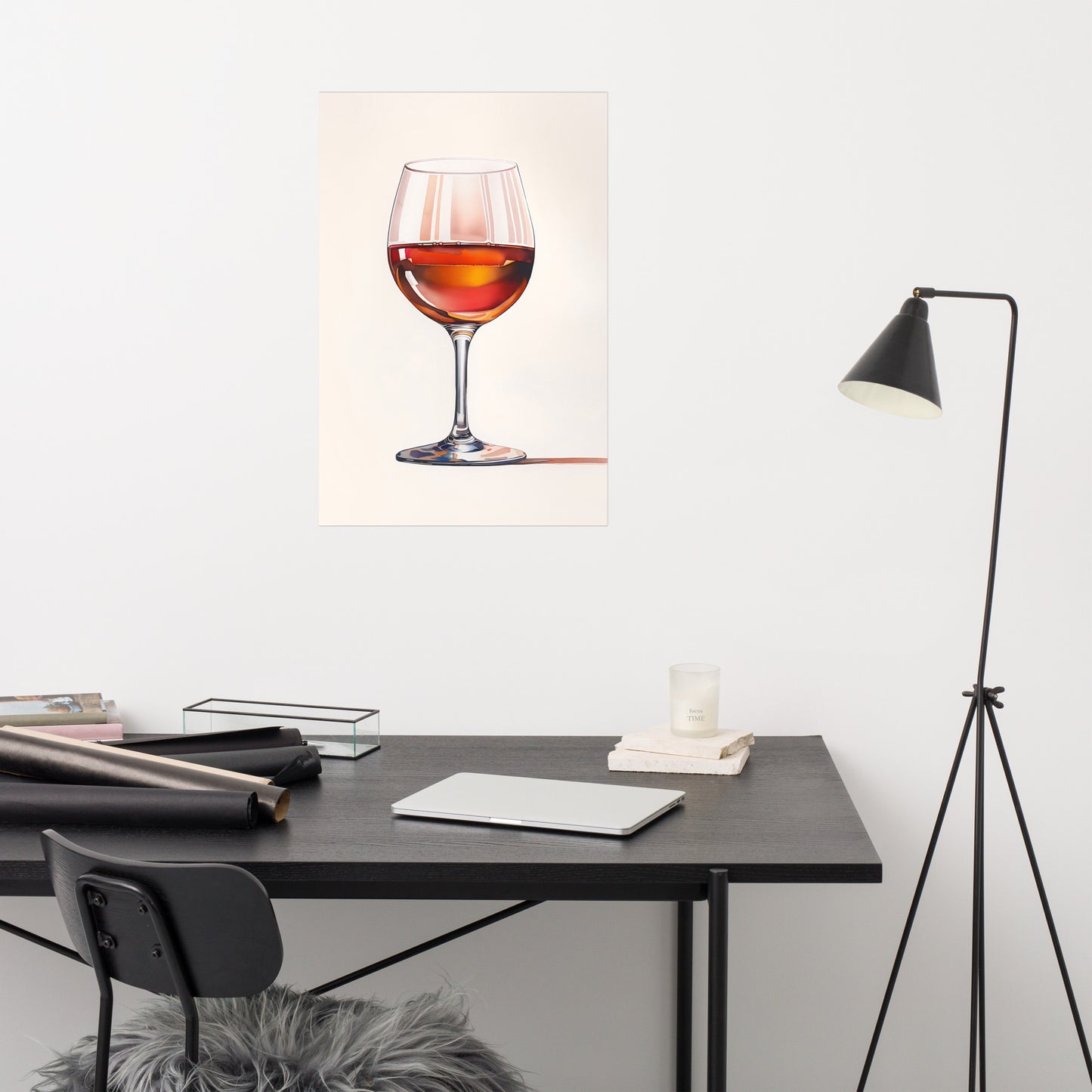 Wine Glass Minimal Watercolor Painting - Digital Artwork - Unframed Print