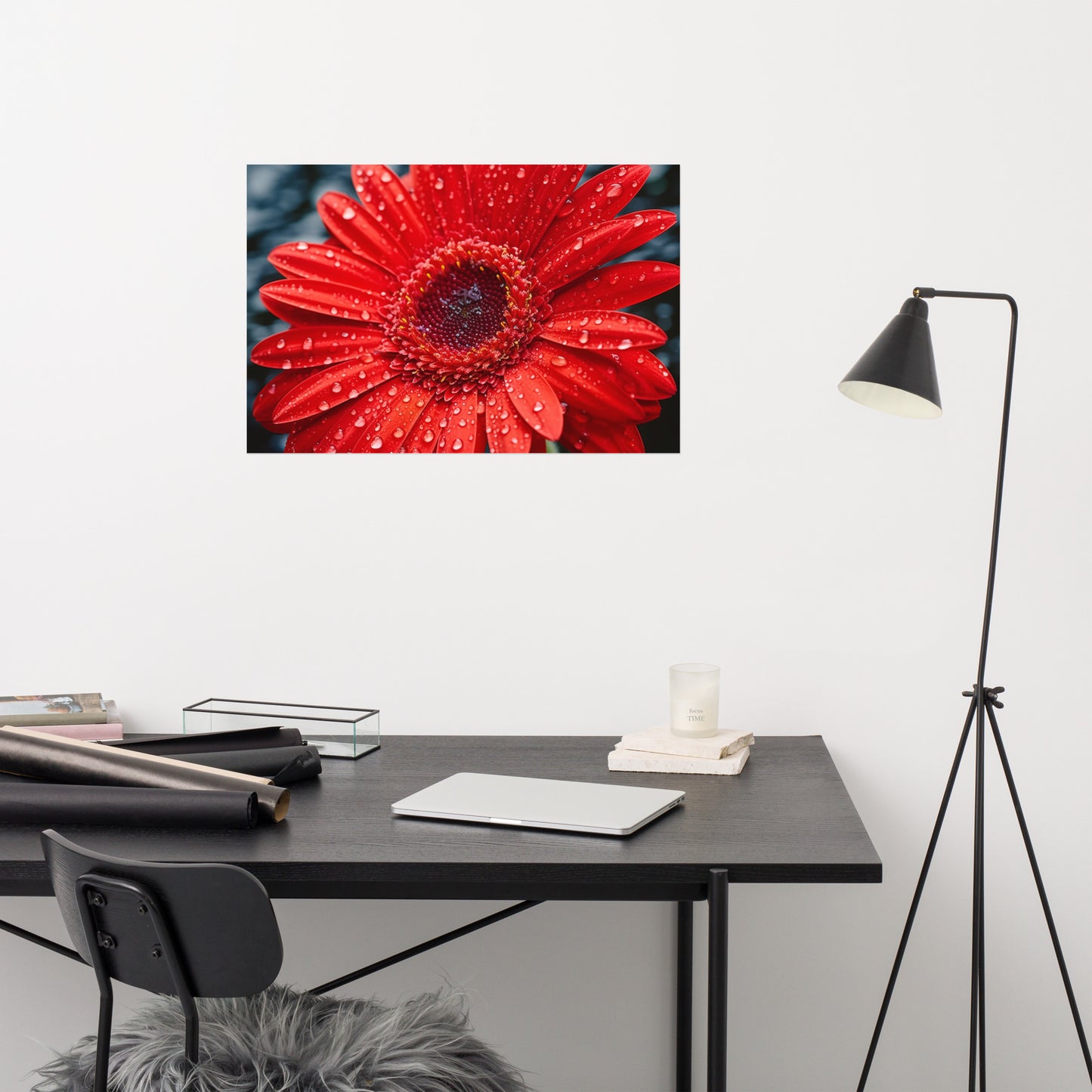 After the Rain Gerbera Daisy Realism Painting Digital Artwork Loose Art Print