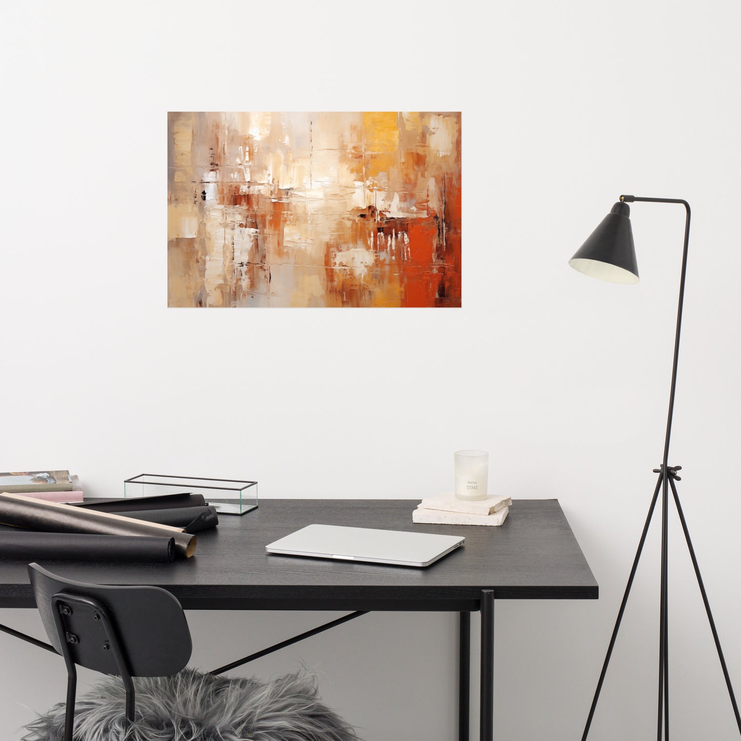 Amber Echoes Abstract Painting Digital Artwork Loose Art Print