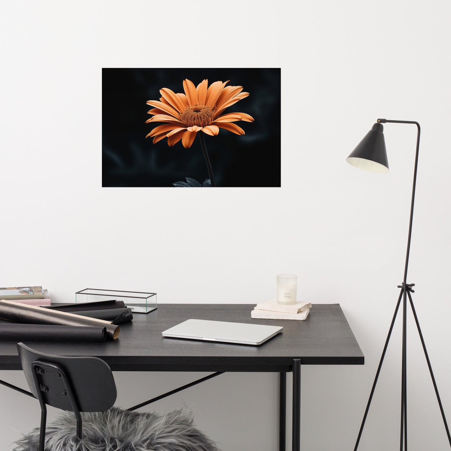 Amber Embrace Floral Photorealistic Digital Artwork Loose Art Print