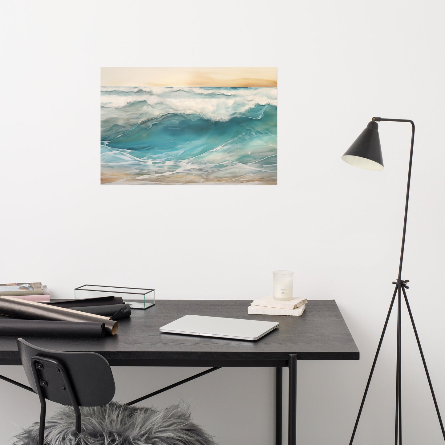 Aqua Awakening Encaustic Painting Digital Artwork Loose Art Print
