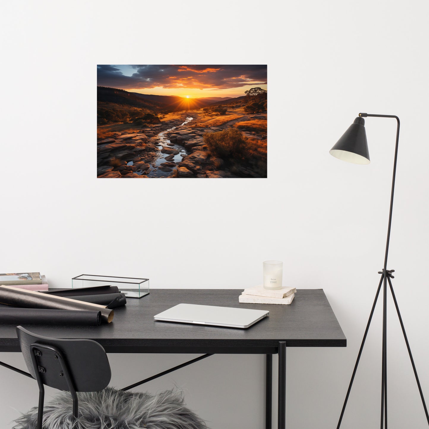Canyon's Radiance Realism Painting Digital Artwork Loose Art Print