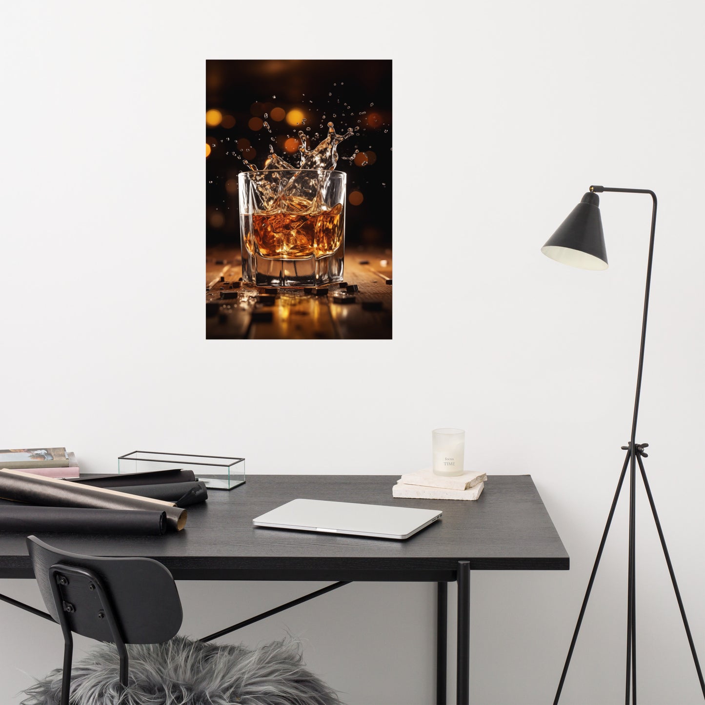 Whisky Splash Realism Painting Digital Artwork Loose Art Print