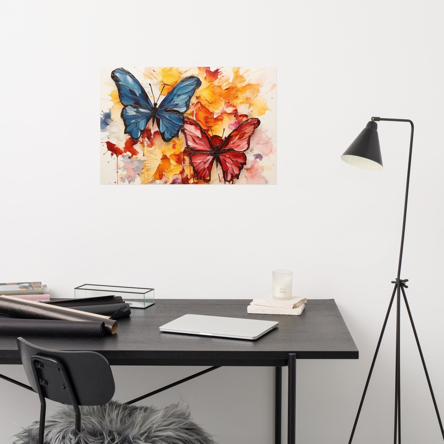Butterflies in Bloom Painting Digital Artwork Loose Art Print
