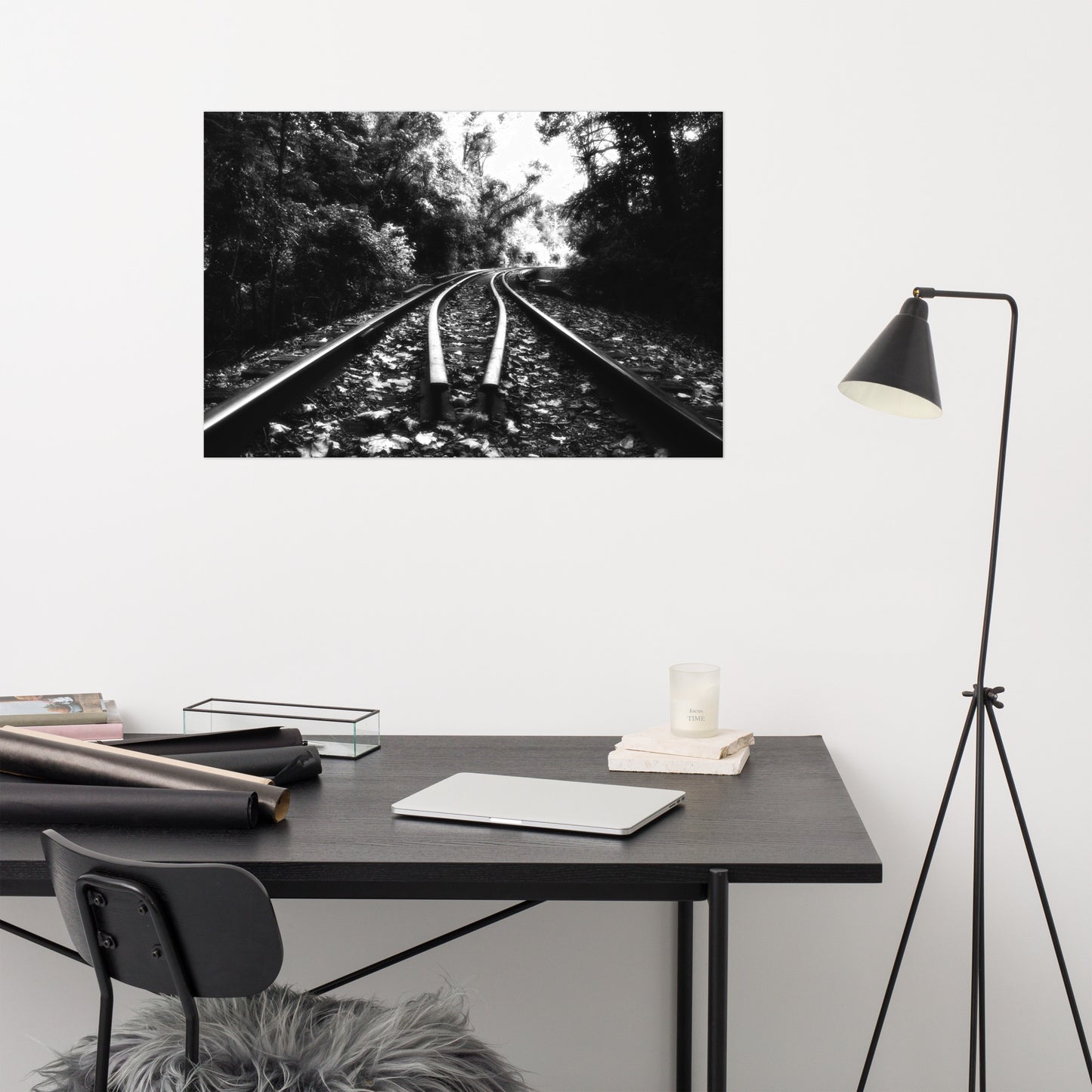 Lead Me Into The Light Black and White Rustic Industrial Farmhouse Style Landscape Photo Loose Wall Art Prints