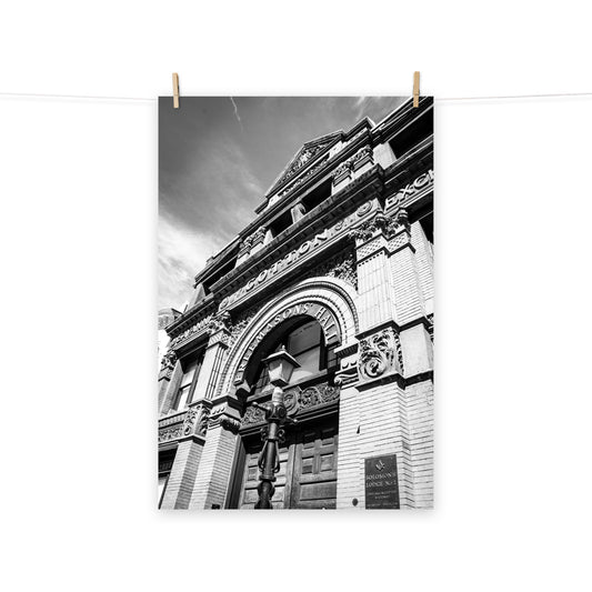Black and White Savannah Cotton Exchange Freemasons' Hall Loose Wall Art Print