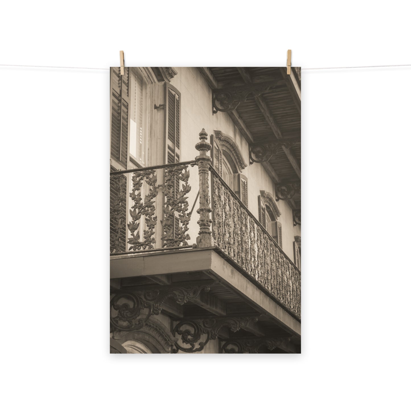 Architectural / Industrial / Cityscape Abstract Decor John Rourke House Wrought Iron Balcony Savannah GA 2 Loose Wall Art Print 8" x 10"