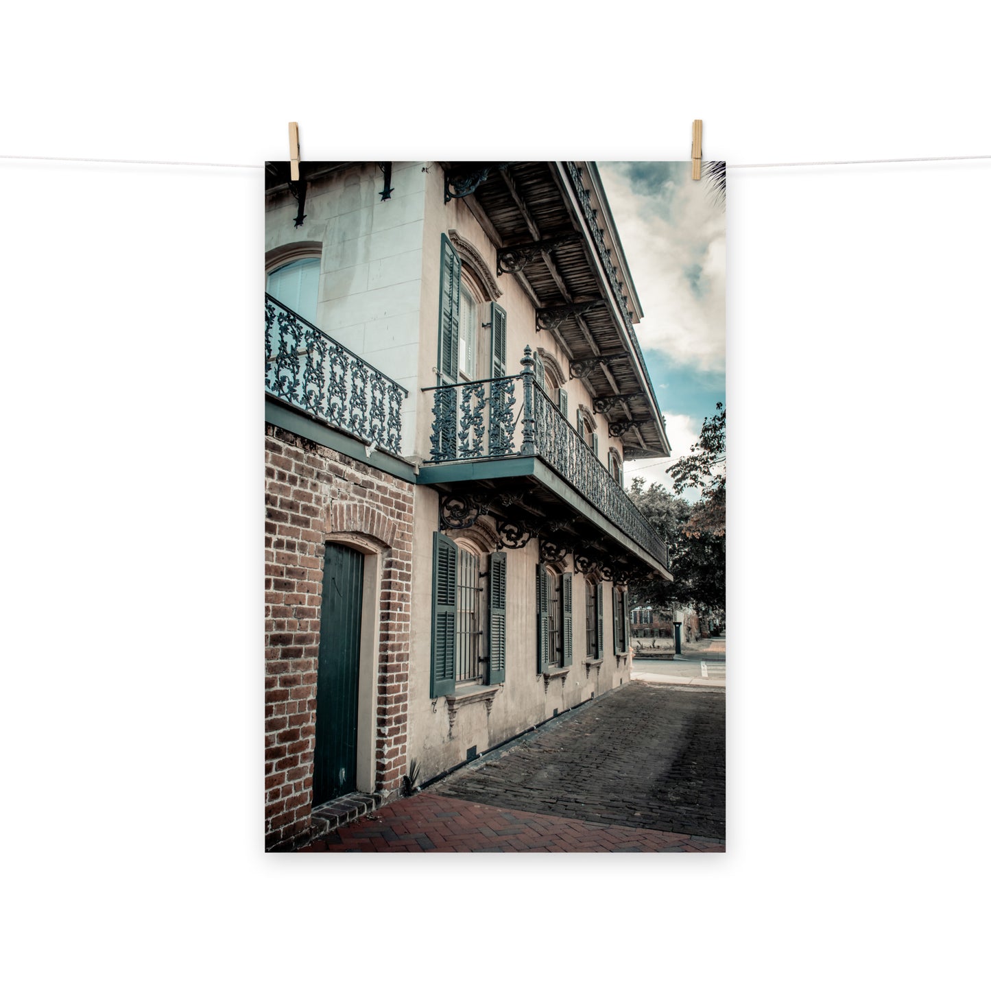 Architectural / Industrial / Cityscape Abstract Decor John Rourke House Wrought Iron Balcony Savannah GA Loose Wall Art Print 8" x 10"