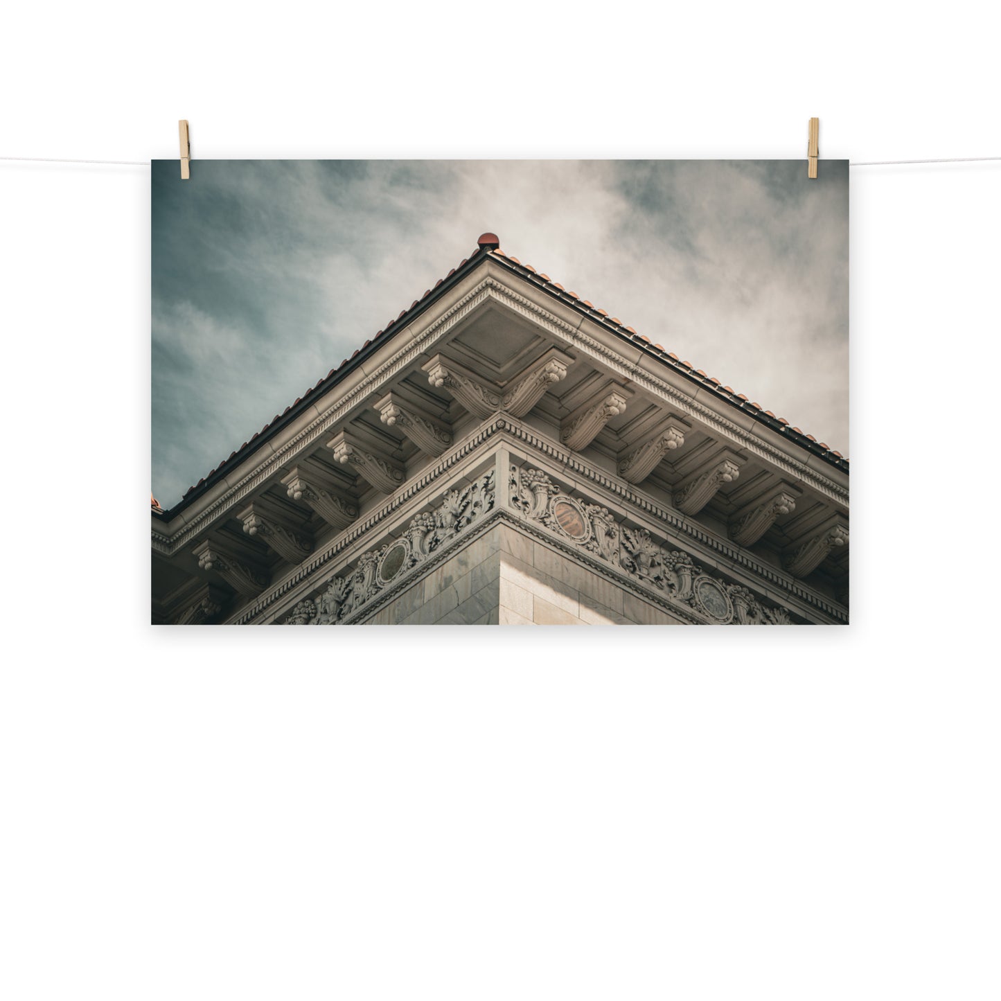 Architectural / Industrial / Cityscape Abstract Decor Roof Line of Tomochichi Federal Building Savannah Ga Loose Wall Art Print 8" x 10"