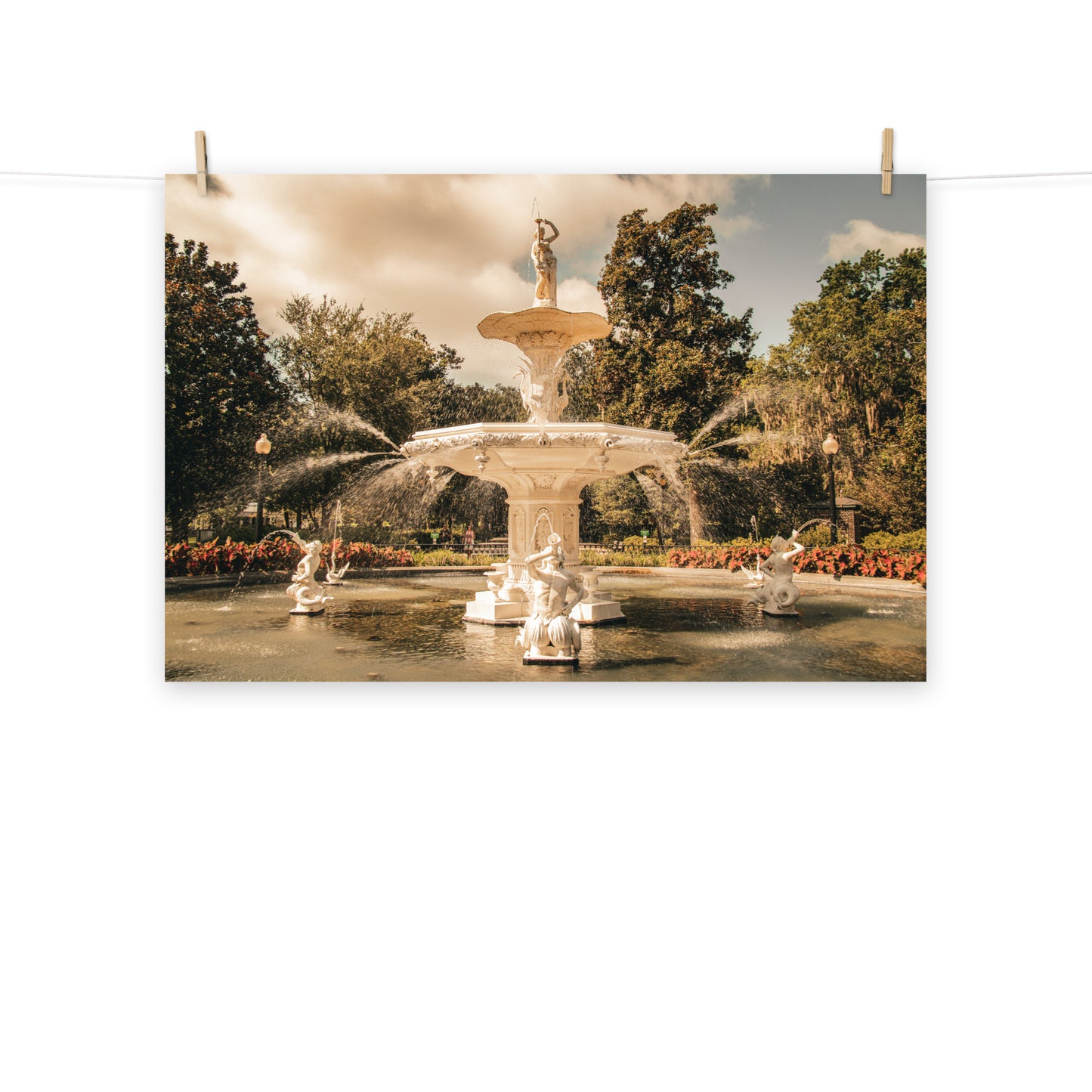 Architectural / Industrial / Cityscape Abstract Decor Fountain Forsyth Park Savannah Ga 3 Loose Wall Art Print 8" x 10"