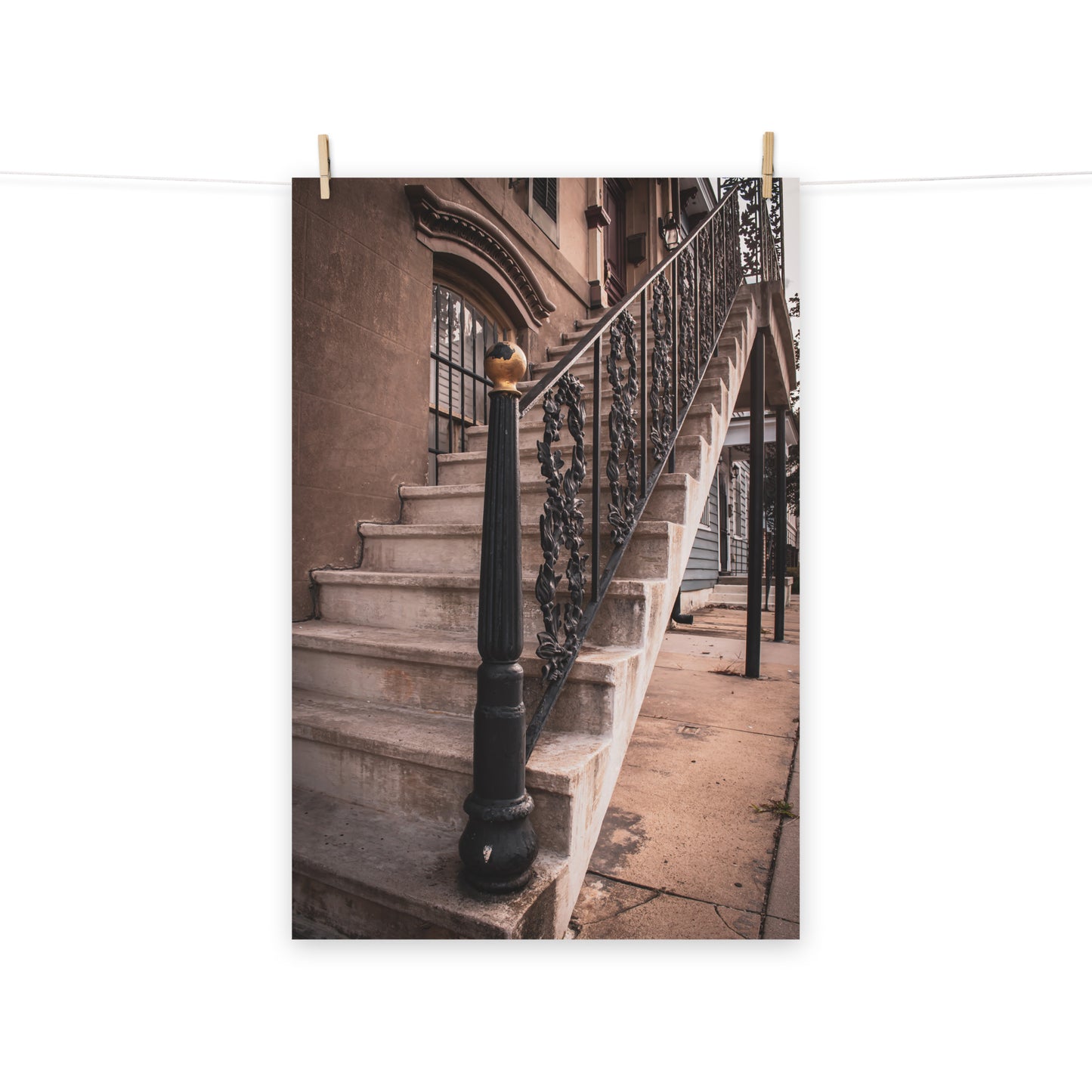 Architectural / Industrial / Cityscape Abstract Decor John Rourke House Wrought Iron Railing Steps Loose Wall Art Print 8" x 10"
