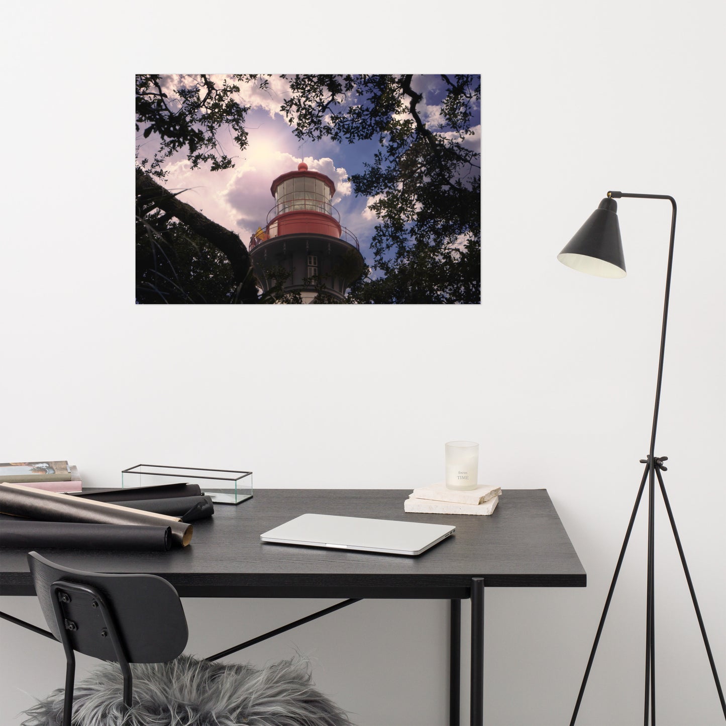 St. Augustine Lighthouse and Tree Architectural Nature Photograph Loose Wall Art Prints