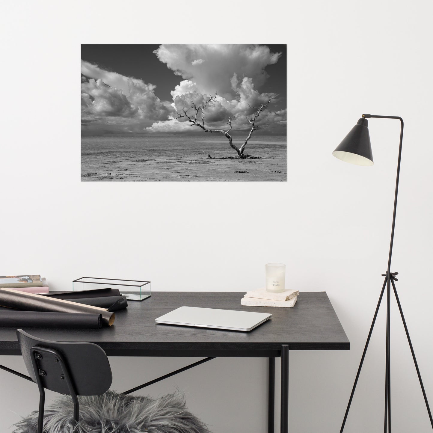 Wanderlust Black and White Coastal Landscape Photo Art Print