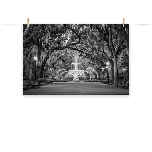 Fountain Forsyth Park Savannah Ga 4 Black and White Architectural Print Loose Wall Art Print