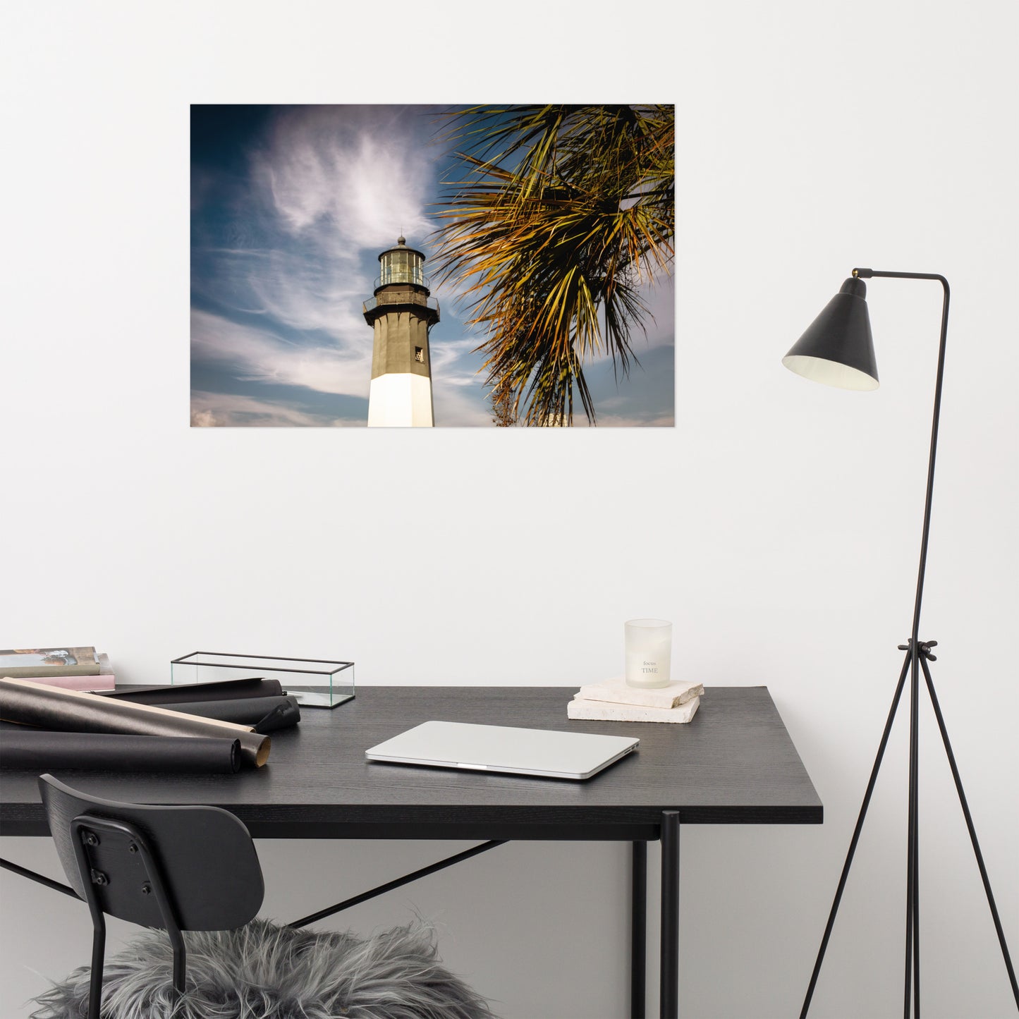 Tybee Island Lighthouse 2 Coastal Architectural Tropical Botanical Nature Photo Loose Wall Art Print