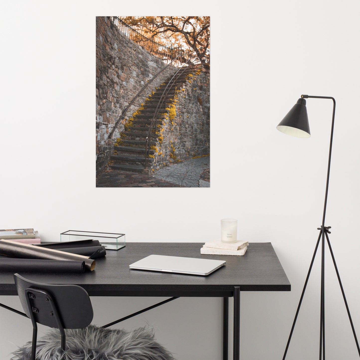 Old Stone Stairs River Street Savannah Ga Architectural Photo Loose Wall Art Print