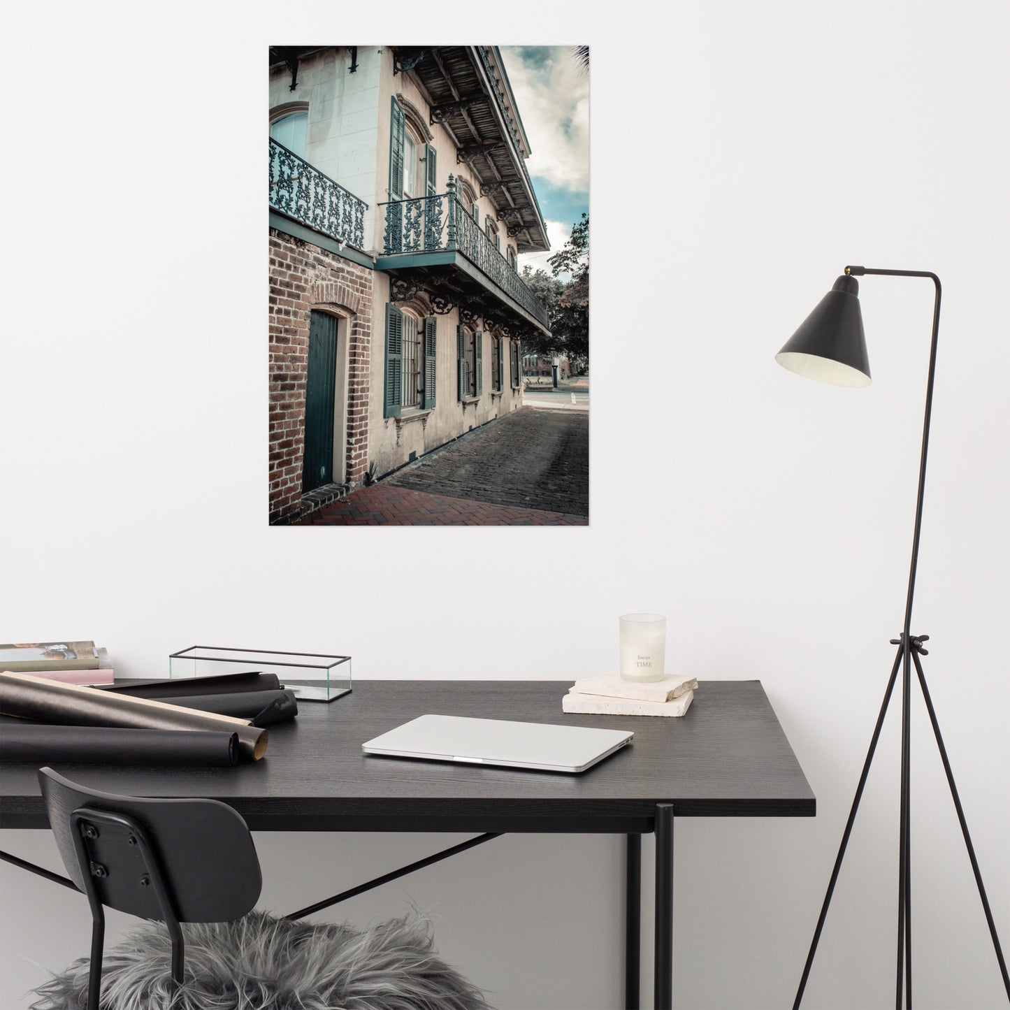John Rourke House Wrought Iron Balcony Savannah GA Loose Wall Art Print
