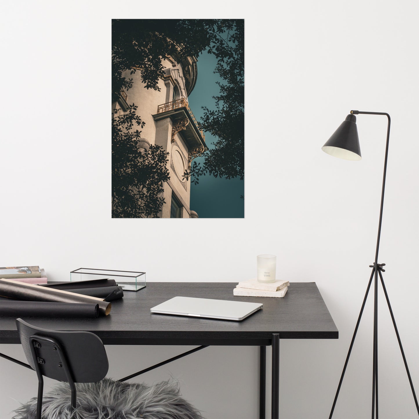 Decorative Turret Window & Trees Architectural Photograph Loose Wall Art Print